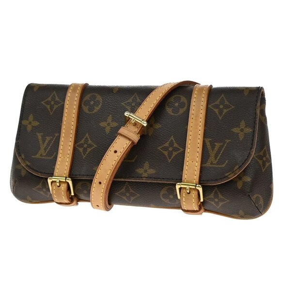 LOUIS VUITTON LV Pochette Marrell Bum Bag Monogram Leather Brown - Picture 1 of 15